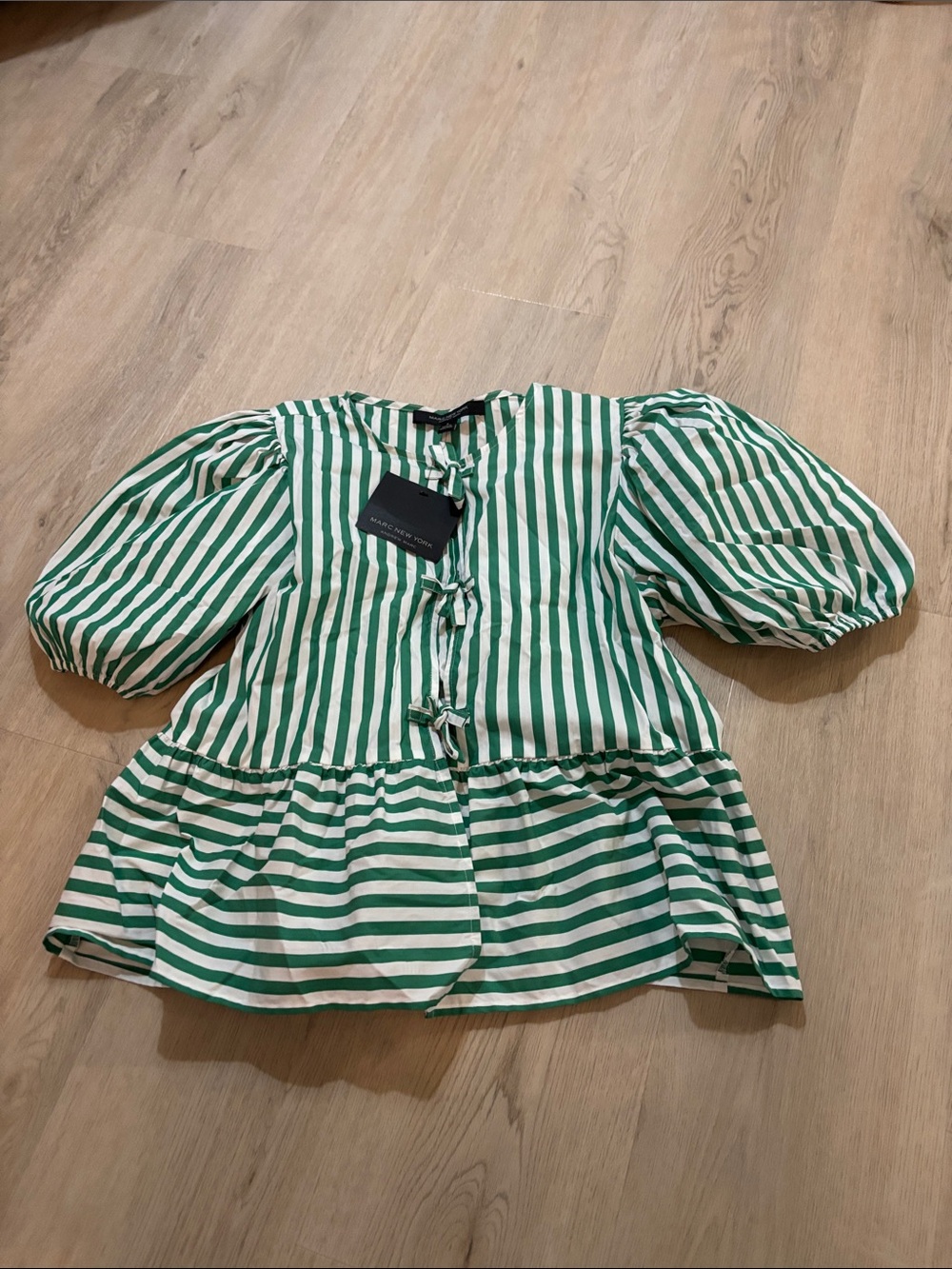 MARK NEW YORK Balloon Sleeve Poplin Button Down Blouse FALL NWTS